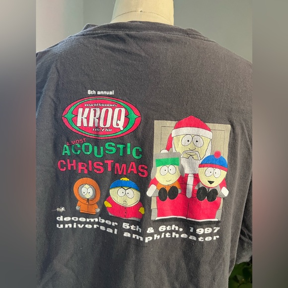 Vintage 1997 Southpark KROQ Almost Acoustic Christmas Graphic Concert T-Shirt - Picture 5 of 7